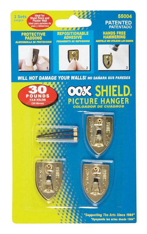 Hillman OOK 30 Lb Capacity Shield Picture Hanger 3 Count 533084