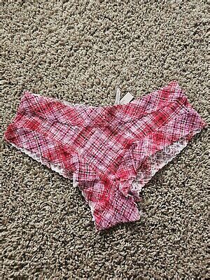 Nwt Victoria S Secret Pink No Show Cheekster Panty Pink Red Plaidlace