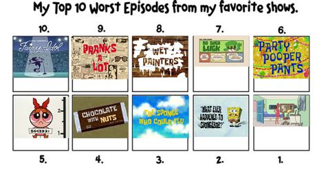 My Top 10 Worst Episodes From My Favorite Shows By Zythesbandppg2007 On