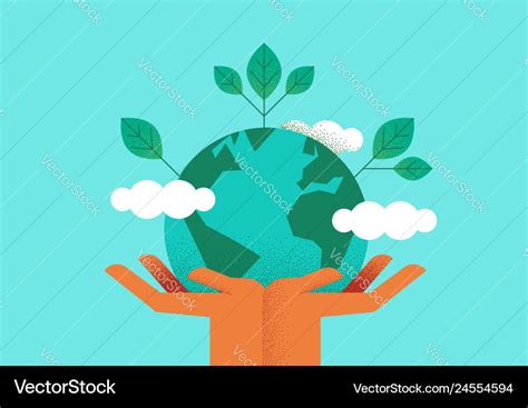 Hands Holding Planet Earth For Environment Care Vector Image