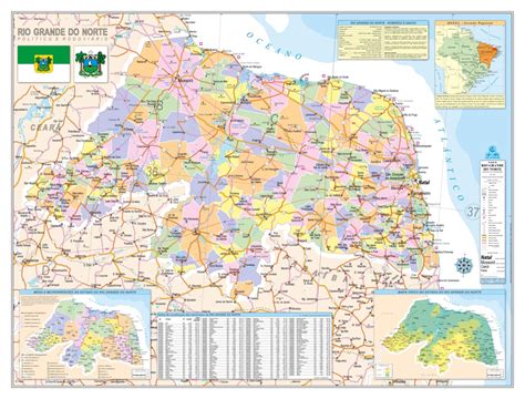 Municipios Rio Grande Do Norte - Mapa Do Estado Do Rio Grande Do Norte Político E Rodoviário - Ref: 536 ...