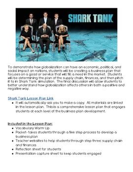 Shark Tank Lesson Plan By Stacey Bumbernick Teachers Pay Teachers