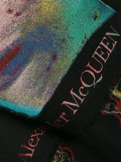 Alexander Mcqueen Women S Solarized Flower Wool Blend Scarf In Black