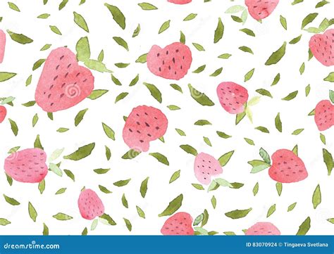 Seamless Abstract Watercolor Hand Drawn Beautiful Strawberry Stock