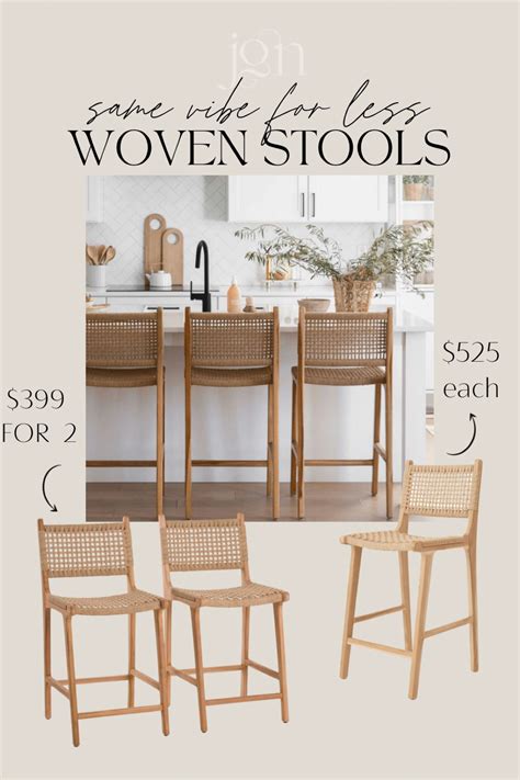 Set Of 2 Talia Woven Counter Stools Curated On LTK In 2024 Stools For