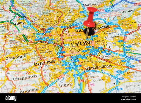 Lyon (France) on map Stock Photo - Alamy