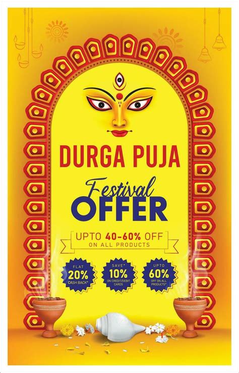 Indian Durga Puja Festival Offer Poster Navratri Festival Sale Template