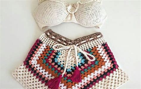 Biquíni De Crochê Conjunto Short E Top No Elo7 Crochet Perfeito