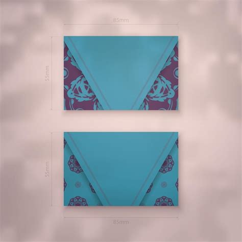 Carte De Visite De Couleur Turquoise Avec De Luxueux Ornements Violets