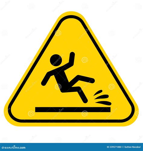 Slip Danger Icon On White Background Wet Floor Sign Yellow Triangle