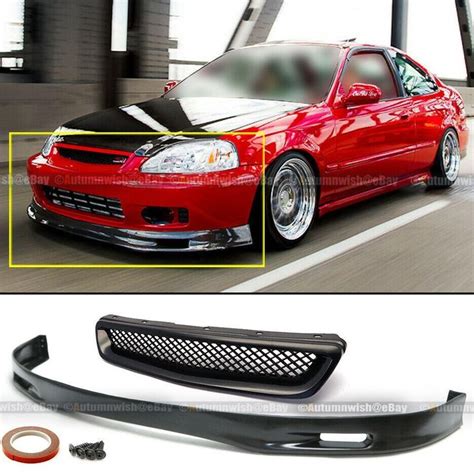 Honda Civic 99 00 Ek 2dr 3dr 4dr Spoon Style Front Bumper Lip Mesh G Honda Civic Honda