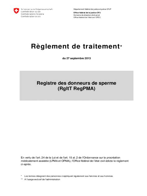 Fillable Online Rglement De Traitement Registre Des Donneurs De Sperme