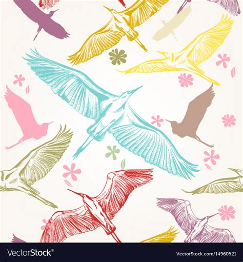 Seamless wallpaper pattern with birds Royalty Free Vector