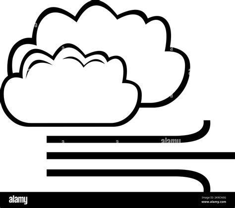 Vector Illustration Of Icon Of Clouds And With Waves Of Wind Drawn In