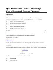 Docx Quiz Submissions Week Knowledge Check Homework Practice