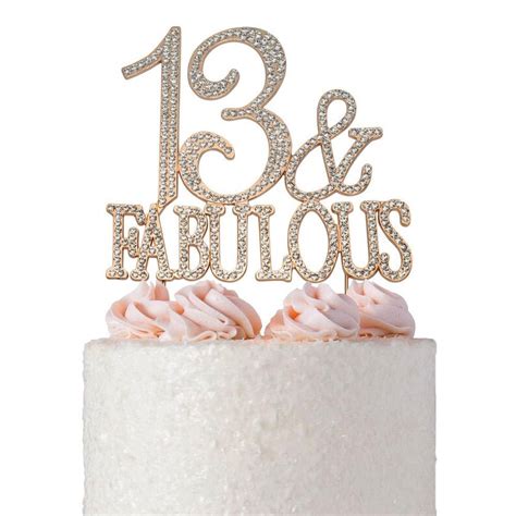 13 Birthday Cake Topper 13 And Fabulous ROSE GOLD Number Etsy