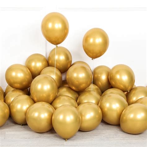 50 Unidades Balão Bexiga Metalizado Cromado Dourado 12 Polegadas 30cm