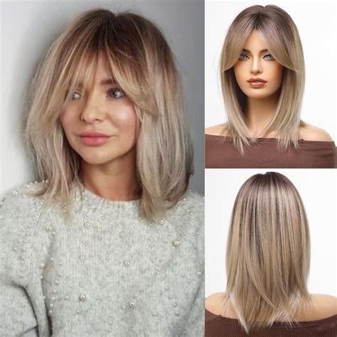 Haircube Blonde Wigs For Women Shoulder Length Layered Hair Wig With