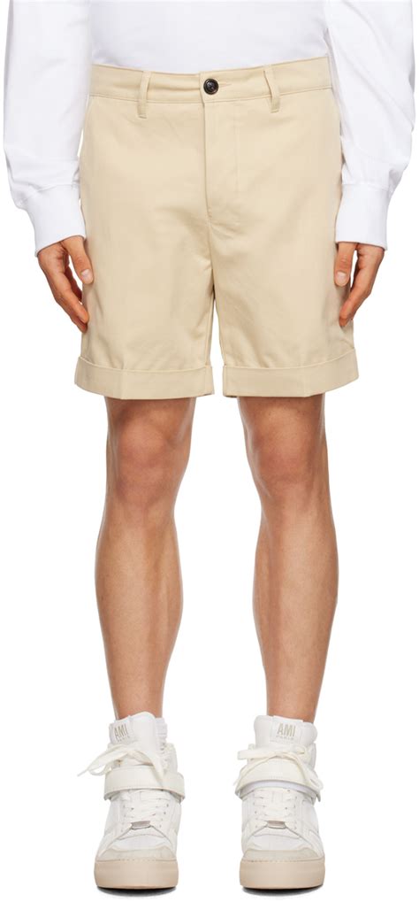 Ami Paris Beige Rolled Shorts Ami