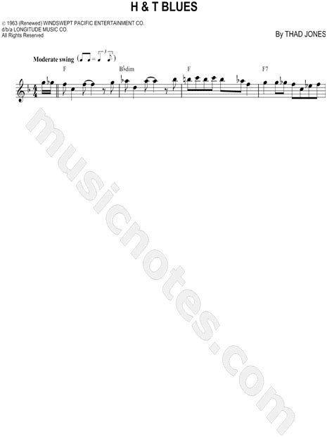 Thad Jones H And T Blues Sheet Music Leadsheet In F Major Download And Print Sku Mn0036335