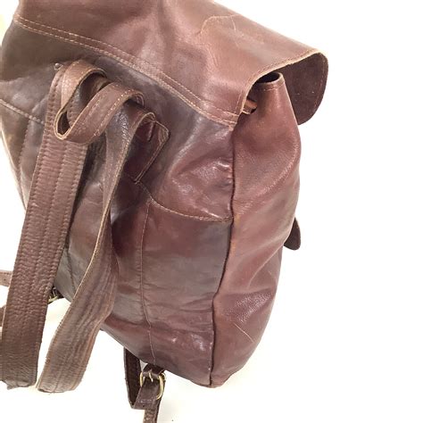Mochila Vintage De Cuero Angustioso Grande De Los Años 80 Etsy España