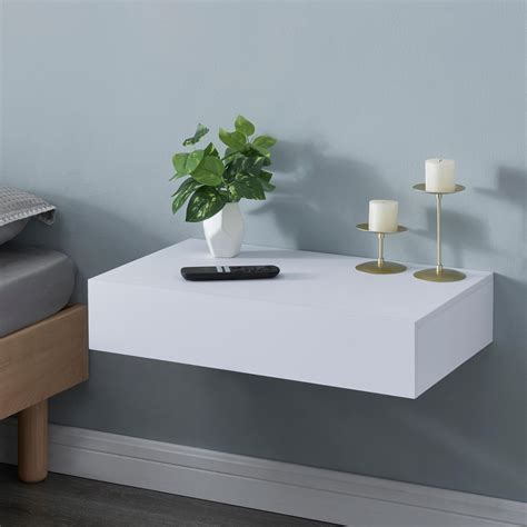 etagere murale avec tiroir integre kaersaemaeki      cm blanc en