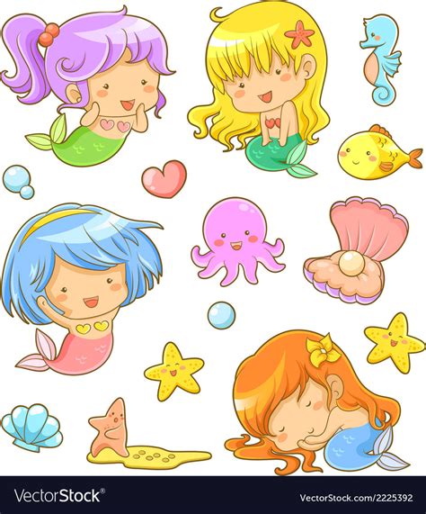 Cute Mermaids Collection Royalty Free Vector Image