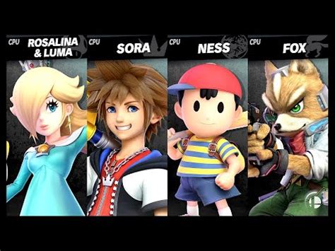 Rosalina Luma VS Sora VS Ness VS Fox LV 9 CPU Battle Super Smash Bros