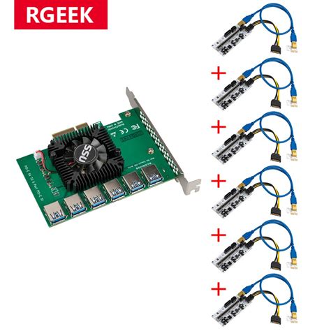 6pcs Pci E Express 4x ~ 16x 라이저 010 카드 어댑터 Pcie 1 ~ 6 4 슬롯 Pcie 포트 승수