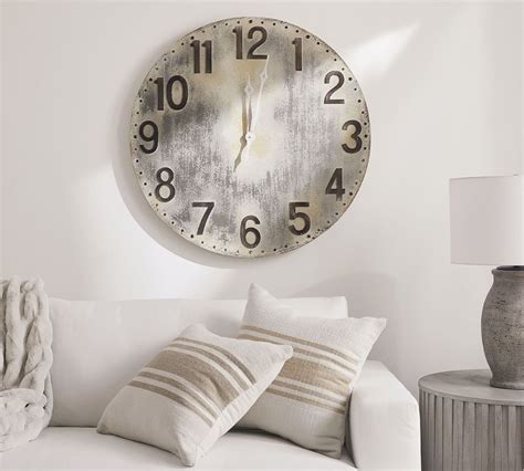 Distressed Steel Wall Clock Decorative Clock Pottery Barn