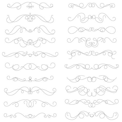 set of swirl border calligraphy and dividers decorative vector in ...