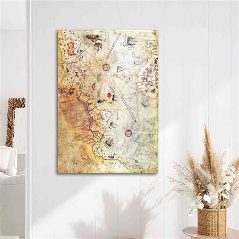 Piri Reis Map Antique Map Tempered Glass Vintage Map Glass Etsy