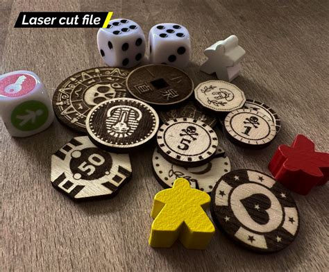 Themed Board Game Coin Set 34 Designs Laser Cutting Files for DIY Game ...