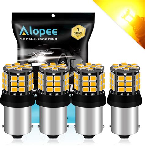 Alopee 4 Pack P21W 1156 BA15S LED Bulbs Extremely Bright Amber Yellow