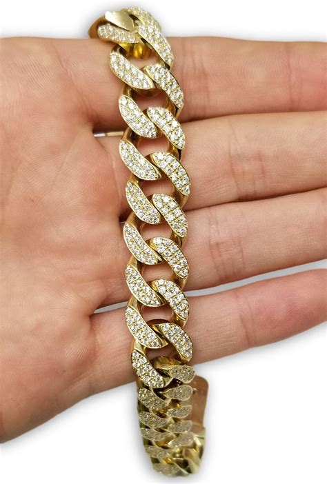 Miami Cuban Link Bracelet 14mm 14k Gold With 665ct Si Diamonds Lux 00