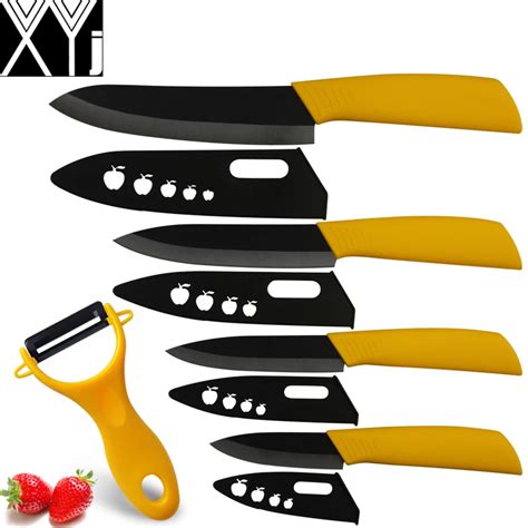 XYJ Brand Ceramic Knife Set Kitchen Knives Yellow Handle Chef Slicing