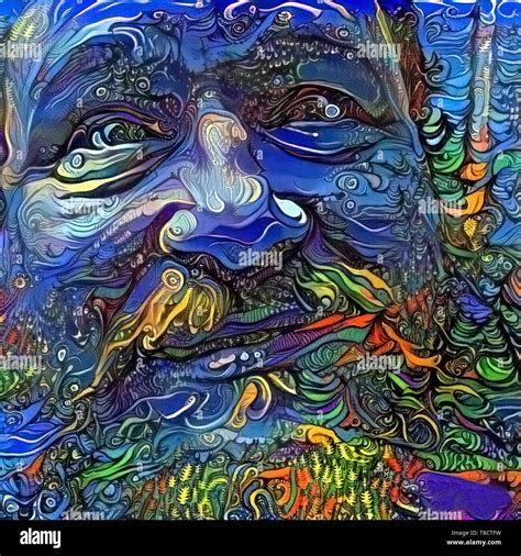 Modern abstract painting. Smiling Man's Face Stock Photo - Alamy