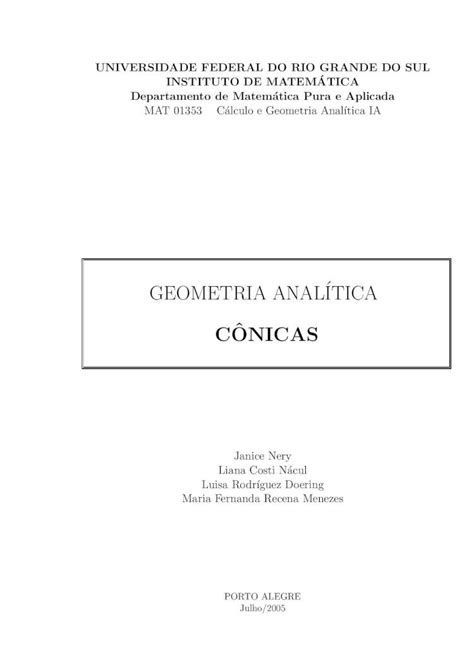 PDF GEOMETRIA ANALITICA CONICASˆ mat ufrgs brcalculo conicas