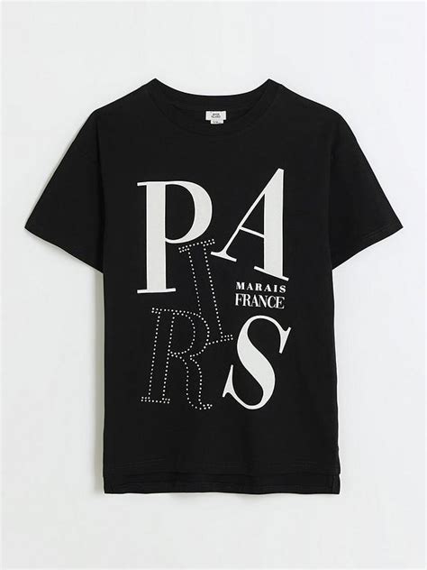 River Island Girls Paris Graphic T Shirt Black Uk