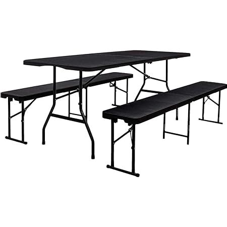 Deuba Ensemble Table Et Bancs 3 Pieds Pliants 220 Cm Pour Jardin