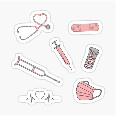 Doctor Nurse Sticker Pack Pink Sticker By Abbigailmadden Medical