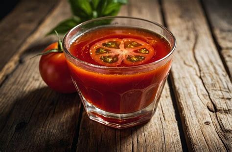 Premium Photo Vibrant Photo Of Tomato Juice On Wooden Pier