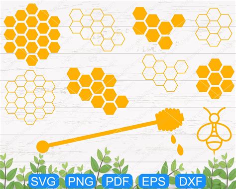 Honeycomb Svg Honey Scoop Bee Dipper Background Bee Comb Hexagon Vector