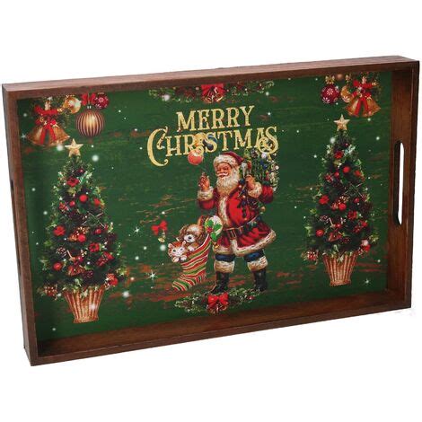 Set Vassoi In Legno Con Scritta Merry Christmas Rettangolare