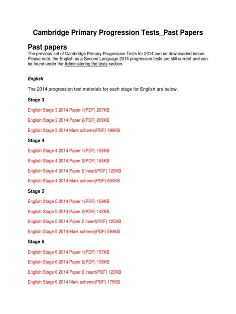 Cambridge Primary Progressiontests Past Papers Paper English Language