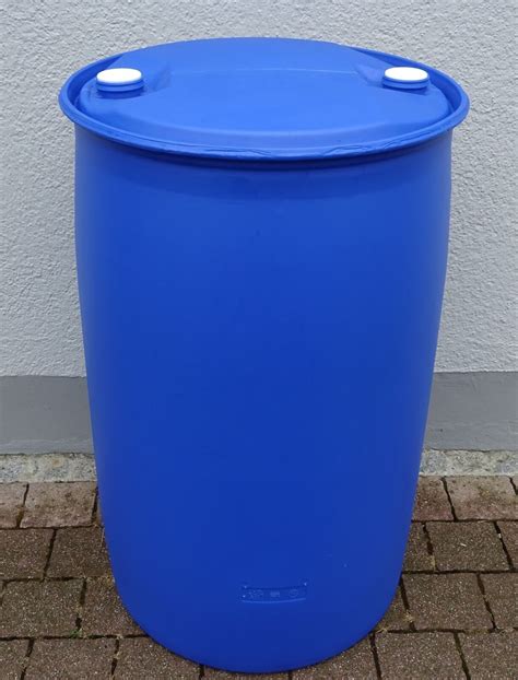 Fass Tonne Wasserfass Regenwasserfass Spundfass L Blau Kunststoff