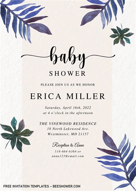 Nice Modern Tropical Baby Shower Invitation Templates Editable With