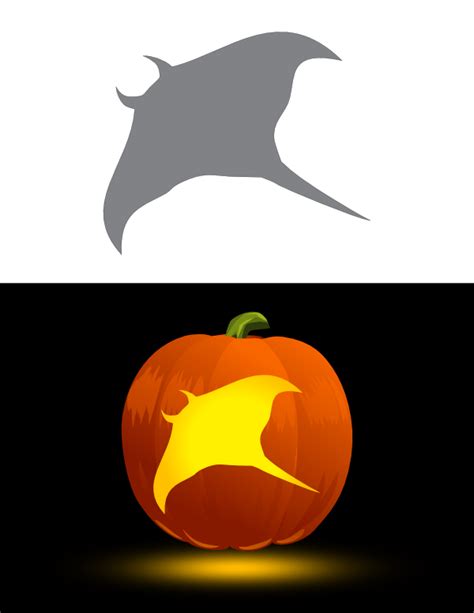 Printable Simple Manta Ray Pumpkin Stencil