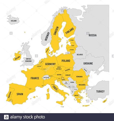 Descargar este vector Mapa político de Europa con amarillo destacó 27