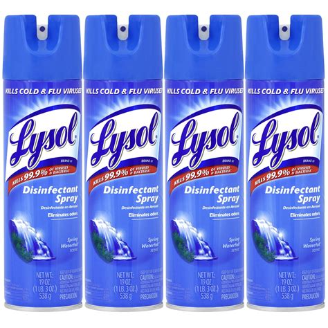 Lysol Disinfectant Spray Spring Waterfall 19 Oz Pack Of 4 Walmart